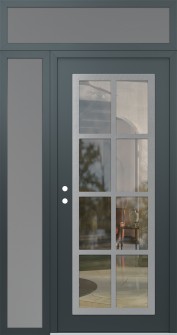 Diamond C16 50" x 96" anthracite/anthracite clear Glass Panel stainless steel RHI with Sidelite and Transom frosted Glass