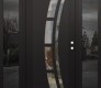 Modern Steel Front Door Diamond C12 68" x 80" black/black clear Glass Panel black LHI with 2 Sidelites mirrored Glass
