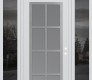 Modern Steel Front Door Diamond C16 68" x 96" white/white frosted Glass Panel stainless steel LHI with 2 Sidelites and Transom mirrored Glass