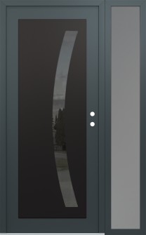 Diamond C4 50" x 80" anthracite/anthracite mirrored Glass Panel black LHI with Sidelite frosted Glass