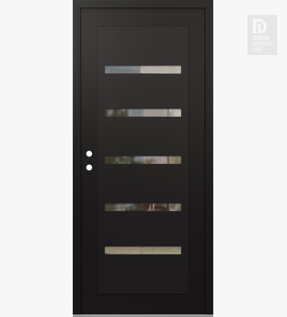 Modern Steel Front Door Diamond C7 36" x 80" black/black clear Glass Panel black RHI