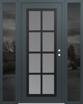 Diamond C16 64" x 80" anthracite/anthracite frosted Glass Panel black LHI with 2 Sidelites mirrored Glass