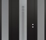 Modern Steel Front Door DIAMOND A4 68" X 96" BLACK/WHITE FROSTED GLASS PANEL STAINLESS STEEL LHI WITH 2 SIDELITES AND TRANSOM FROSTED GLASS