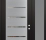 Modern Steel Front Door Diamond C11 50" x 96" black/black clear Glass Panel stainless steel LHI with Sidelite and Transom frosted Glass