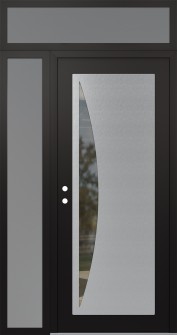 Diamond C13 50" x 96" black/black clear Glass Panel stainless steel RHI with Sidelite and Transom frosted Glass