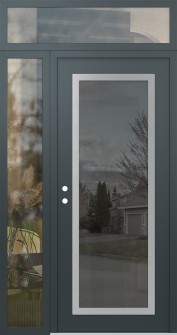 Diamond C1 52" x 96" anthracite/anthracite mirrored Glass Panel stainless steel RHI with Sidelite and Transom clear Glass