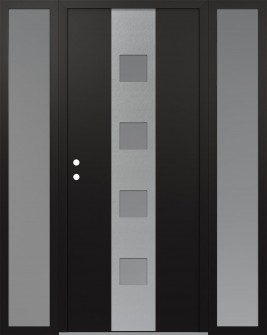 DIAMOND A12 68" X 80" BLACK/WHITE FROSTED GLASS PANEL STAINLESS STEEL RHI WITH 2 SIDELITES FROSTED GLASS