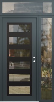 Diamond C9 50" x 96" anthracite/anthracite clear Glass Panel black LHI with Sidelite and Transom clear Glass