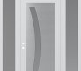 Modern Steel Front Door Diamond C4 68" x 96" white/white frosted Glass Panel stainless steel RHI with 2 Sidelites and Transom frosted Glass