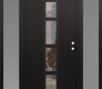 Modern Steel Front Door DIAMOND A10 68" X 80" BLACK/BLACK CLEAR GLASS PANEL BLACK LHI WITH 2 SIDELITES FROSTED GLASS