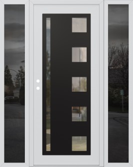Diamond C3 68" x 80" white/white clear Glass Panel black RHI with 2 Sidelites mirrored Glass