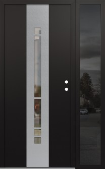 DIAMOND A3 50" X 80" BLACK/BLACK CLEAR GLASS PANEL STAINLESS STEEL LHI WITH SIDELITE MIRRORED GLASS