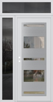 Diamond C10 50" x 96" white/white clear Glass Panel stainless steel RHI with Sidelite and Transom mirrored Glass