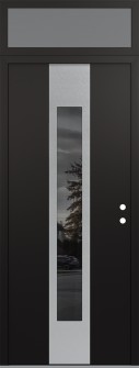 DIAMOND A1 36" X 96" BLACK/BLACK MIRRORED GLASS PANEL STAINLESS STEEL LHI WITH TRANSOM FROSTED GLASS