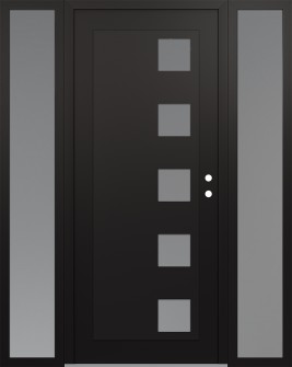 Diamond C5 60" x 80" black/white frosted Glass Panel black LHI with 2 Sidelites frosted Glass