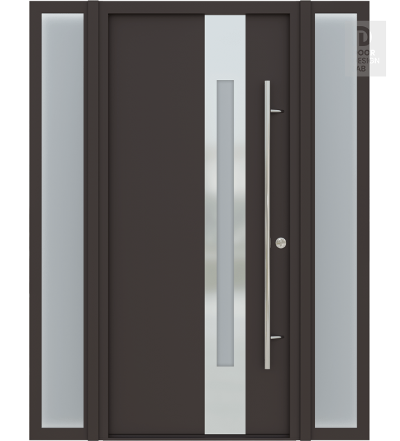 MODERN FRONT STEEL DOOR ZEPHYR BROWN/WHITE 61 1/16" X 81 11/16" LHI + SIDELITE LEFT/RIGHT