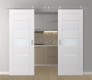 DOUBLE BARN DOOR AVON 07-03 VETRO SNOW WHITE 60" X 84" X 1 3/4" STAINLESS STEEL HARDWARE