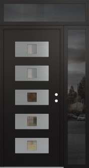 Diamond D8 48" x 96" black/black clear Glass Panel stainless steel LHI with Sidelite and Transom mirrored Glass