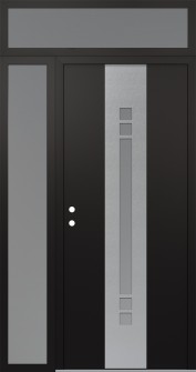 DIAMOND A4 48" X 96" BLACK/WHITE FROSTED GLASS PANEL STAINLESS STEEL RHI WITH SIDELITE AND TRANSOM FROSTED GLASS