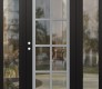 Modern Steel Front Door Diamond C16 60" x 80" black/black clear Glass Panel stainless steel RHI with 2 Sidelites clear Glass