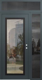 Diamond C1 52" x 96" anthracite/anthracite clear Glass Panel black LHI with Sidelite and Transom mirrored Glass