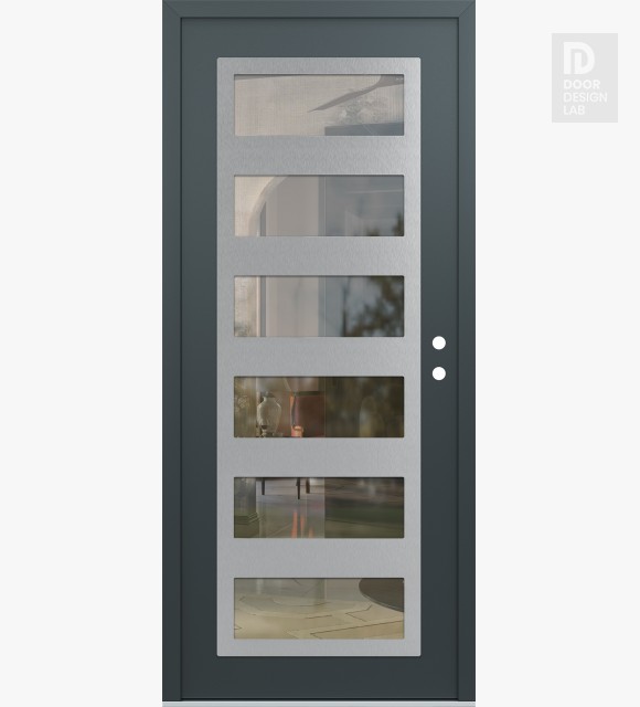 Modern Steel Front Door Diamond C9 36" x 80" anthracite/anthracite clear Glass Panel stainless steel LHI