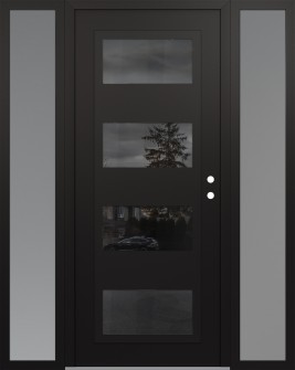 Diamond C2 60" x 80" black/black mirrored Glass Panel black LHI with 2 Sidelites frosted Glass