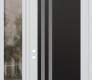 Modern Steel Front Door Diamond C6 48" x 96" white/white frosted Glass Panel black RHI with Sidelite and Transom clear Glass