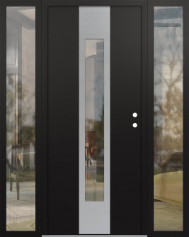 DIAMOND A1 68" X 80" BLACK/BLACK CLEAR GLASS PANEL STAINLESS STEEL LHI WITH 2 SIDELITES CLEAR GLASS