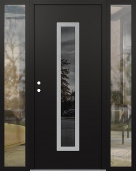 DIAMOND A11 60" X 80" BLACK/BLACK MIRRORED GLASS PANEL STAINLESS STEEL RHI WITH 2 SIDELITES CLEAR GLASS