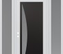 Modern Steel Front Door Diamond C13 68" x 96" white/white frosted Glass Panel black RHI with 2 Sidelites and Transom frosted Glass