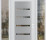 Modern Steel Front Door Diamond C7 64" x 96" white/white clear Glass Panel stainless steel LHI with 2 Sidelites and Transom clear Glass
