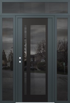 Diamond C15 68" x 96" anthracite/anthracite mirrored Glass Panel black RHI with 2 Sidelites and Transom mirrored Glass