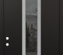 DIAMOND A11 36" X 96" BLACK/BLACK MIRRORED GLASS PANEL STAINLESS STEEL LHI WITH TRANSOM MIRRORED GLASS