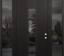 Modern Steel Front Door DIAMOND A10 68" X 96" BLACK/BLACK MIRRORED GLASS PANEL BLACK LHI WITH 2 SIDELITES AND TRANSOM MIRRORED GLASS