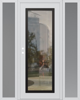 Diamond C1 64" x 80" white/white clear Glass Panel black RHI with 2 Sidelites frosted Glass