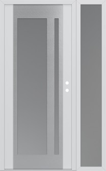 Diamond C15 48" x 80" white/white frosted Glass Panel stainless steel LHI with Sidelite frosted Glass