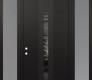 Modern Steel Front Door DIAMOND A5 68" X 96" BLACK/BLACK MIRRORED GLASS PANEL BLACK RHI WITH 2 SIDELITES AND TRANSOM FROSTED GLASS