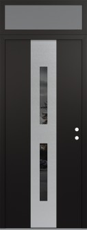 DIAMOND A6 36" X 96" BLACK/BLACK MIRRORED GLASS PANEL STAINLESS STEEL LHI WITH TRANSOM FROSTED GLASS