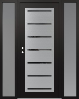 Diamond C11 60" x 80" black/black mirrored Glass Panel stainless steel RHI with 2 Sidelites frosted Glass