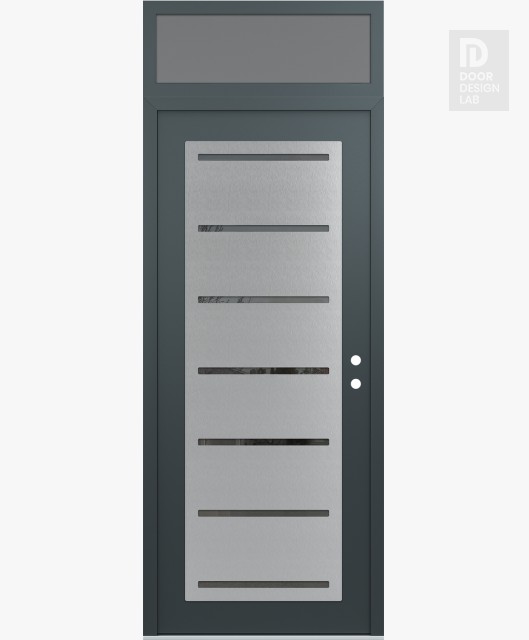 Modern Steel Front Door Diamond C11 36" x 96" anthracite/anthracite mirrored Glass Panel stainless steel LHI with Transom frosted Glass