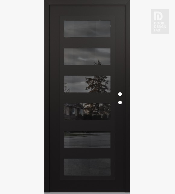 Modern Steel Front Door Diamond C9 36" x 80" black/black mirrored Glass Panel black LHI
