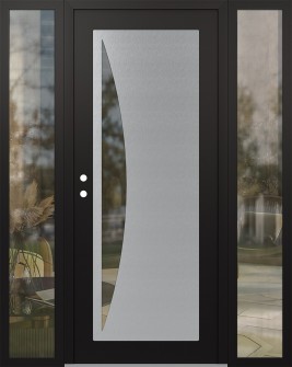 Diamond C13 64" x 80" black/black clear Glass Panel stainless steel RHI with 2 Sidelites clear Glass