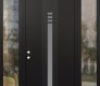 Modern Steel Front Door DIAMOND A5 60" X 96" BLACK/WHITE FROSTED GLASS PANEL BLACK RHI WITH 2 SIDELITES AND TRANSOM CLEAR GLASS