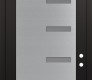 Modern Steel Front Door Diamond C8 36" x 96" black/white frosted Glass Panel stainless steel LHI with Transom mirrored Glass