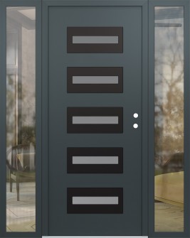 Diamond D4 60" x 80" anthracite/anthracite frosted Glass Panel black LHI with 2 Sidelites clear Glass