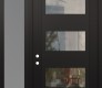 Modern Steel Front Door Diamond C2 48" x 96" black/black clear Glass Panel black RHI with Sidelite and Transom frosted Glass