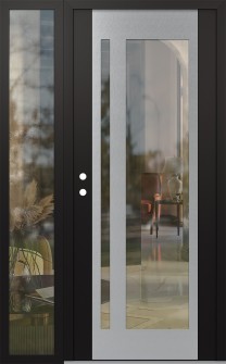 Diamond C15 52" x 80" black/black clear Glass Panel stainless steel RHI with Sidelite clear Glass