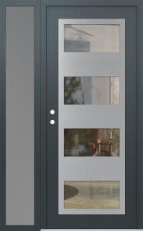 Diamond C2 50" x 80" anthracite/anthracite clear Glass Panel stainless steel RHI with Sidelite frosted Glass