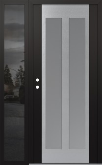 Diamond C14 52" x 80" black/white frosted Glass Panel stainless steel RHI with Sidelite mirrored Glass